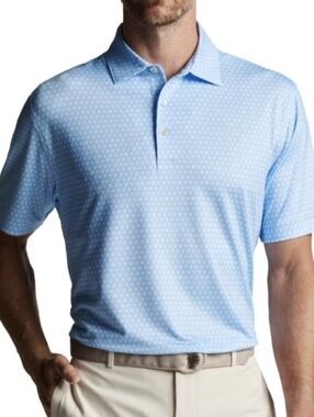 Peter Millar "Seeing Double"Light Blue Short-Sleeve Polo Shirt SZ.L